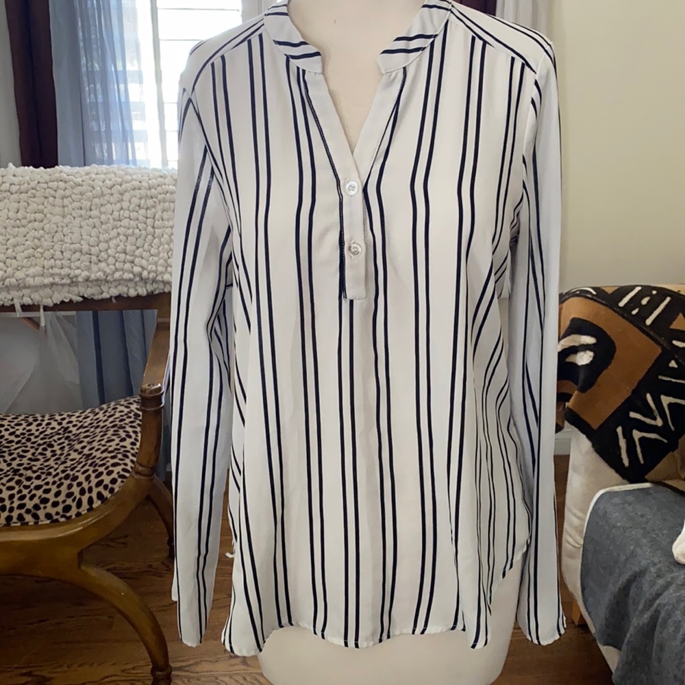 Vertical Striped Button Up Top